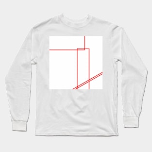 Retro red lines geometric graphic Long Sleeve T-Shirt